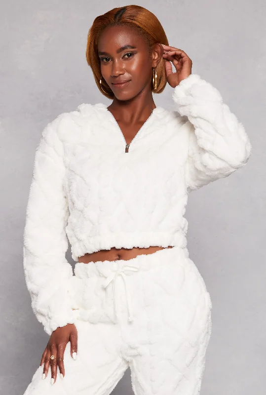 Almost Famous Faux Fur Half Zip Hoodie