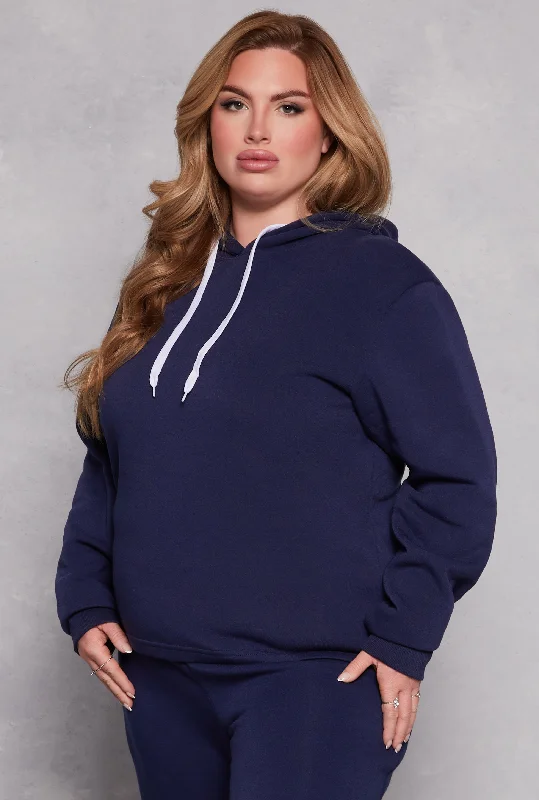 Plus Size Fleece Pullover Hoodie