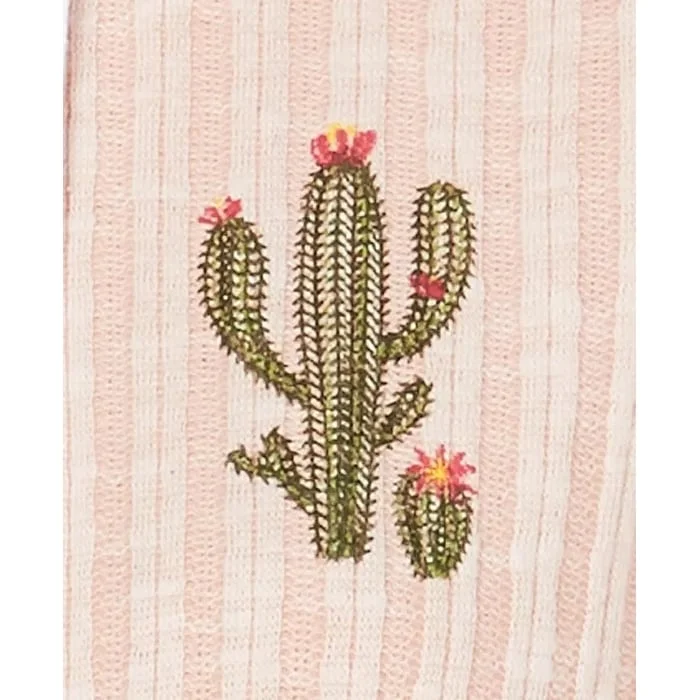 Pretty Rebellious Juniors' Embroidered Cactus Hoodie Pink Size Large