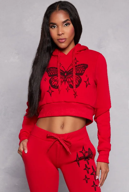 Butterfly Cropped Hoodie