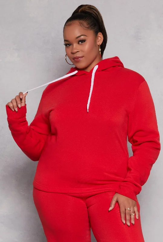 Plus Size Fleece Pullover Hoodie