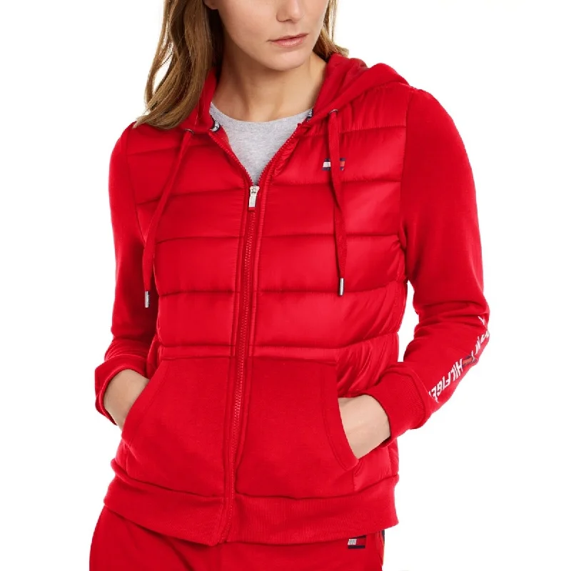 Tommy Hilfiger Women's Sport Quilted Hoodie Medium Red Size Small