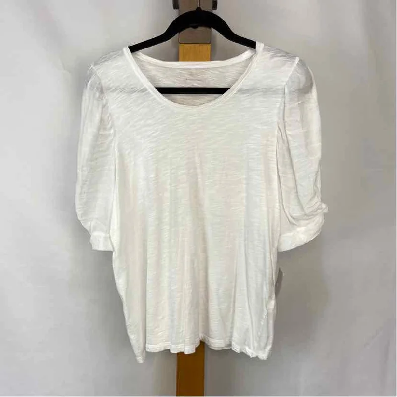 Banana Republic Women's Size L White Solid Short Sleeve Shirt