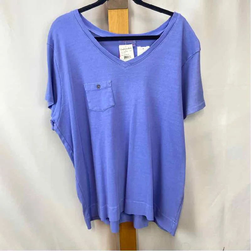 Fresh Produce Women's Size 3X Periwinkle Solid Short Sleeve Shirt