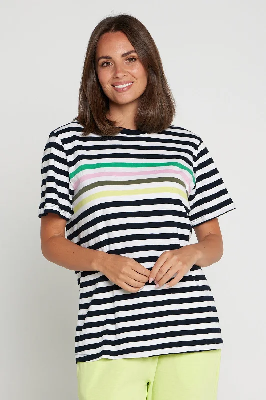 Harmony Short Sleeve Tee - Navy/White Stripe