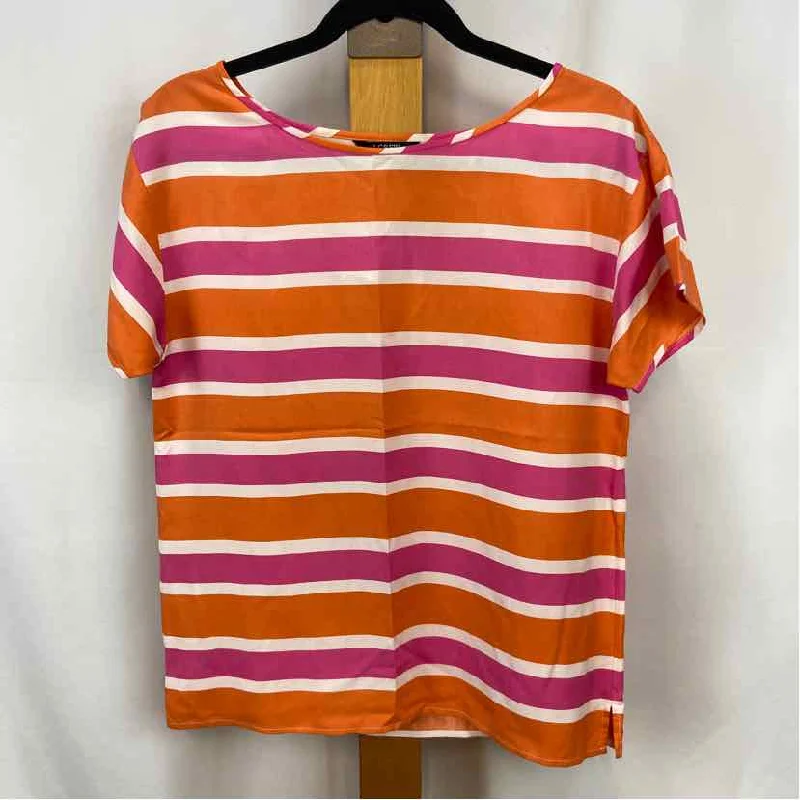 J Crew Women's Size S Orange Stripe Short Sleeve Shirt