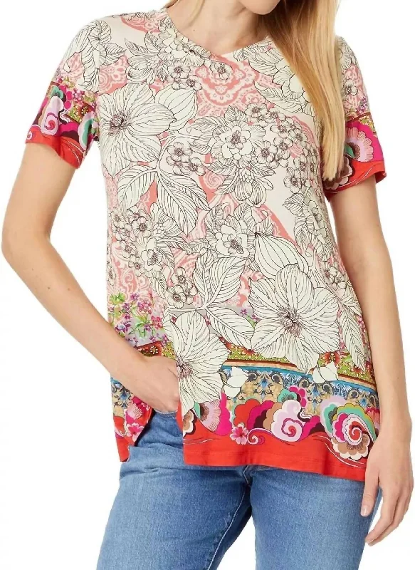 Jaine Favorite Short Sleeve Crew Neck Swing Tee In Multi