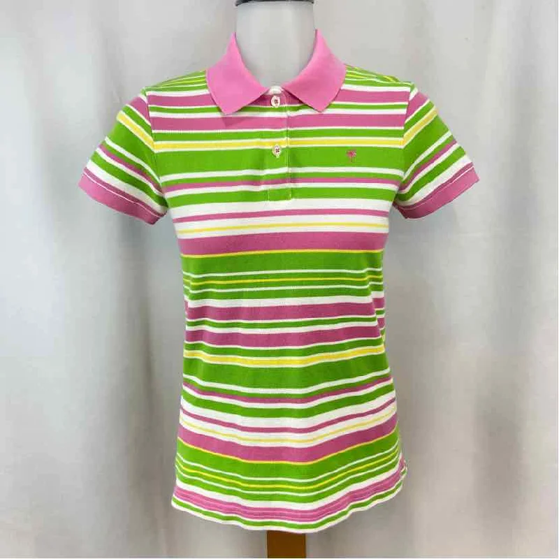 Lilly Pulitzer Women's Size S Green Stripe Short Sleeve Shirt