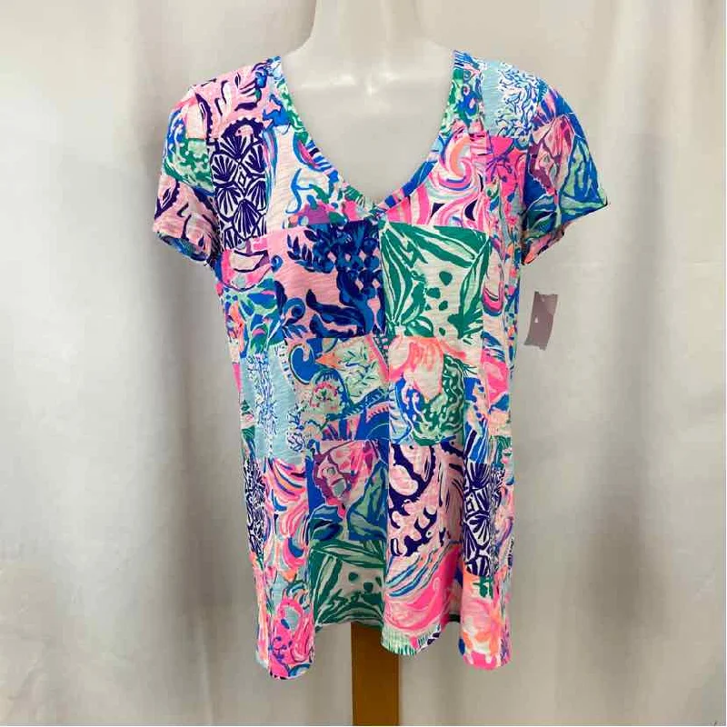 Lilly Pulitzer Women's Size XS Pink Patchwork Short Sleeve Shirt