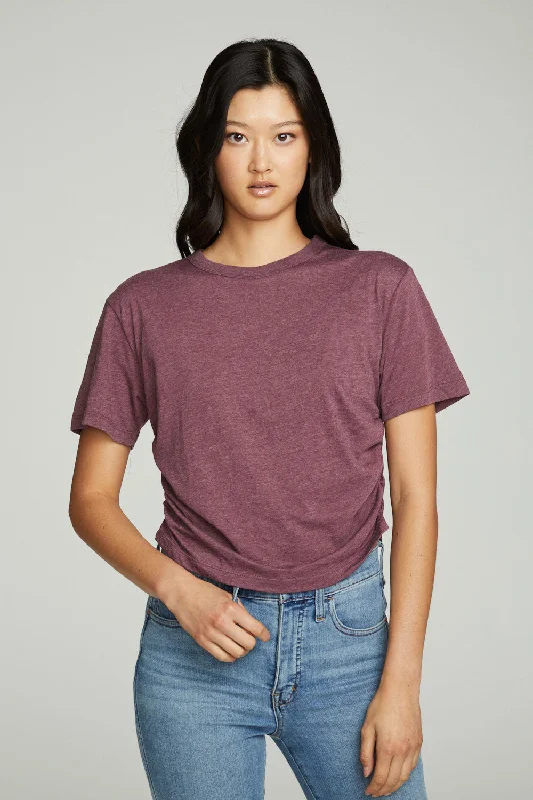 Short Sleeve Crew Neck Shirred Side Tee