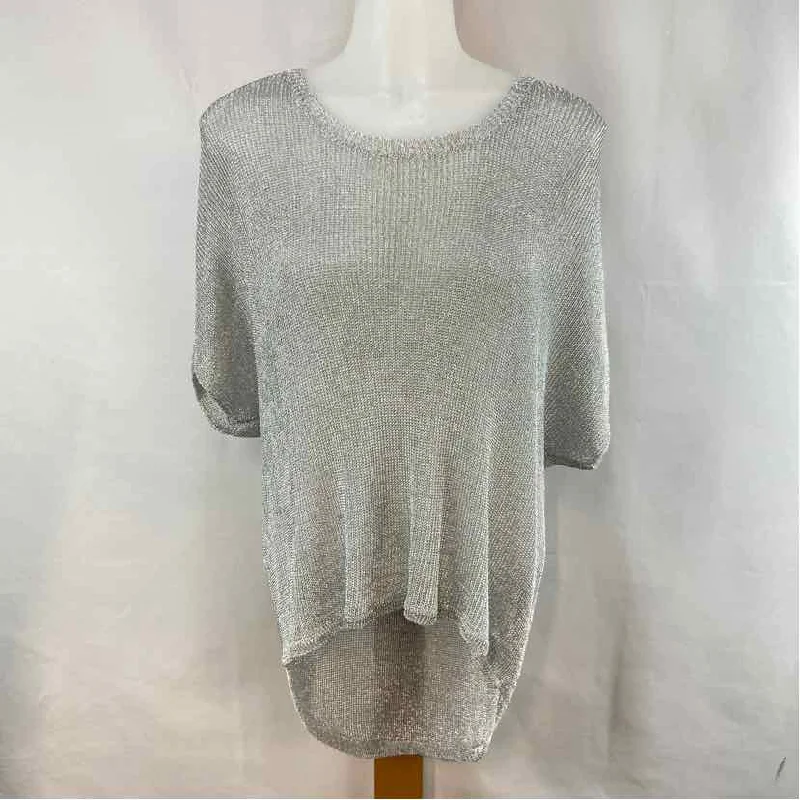 Worthington Women's Size XL Gray Shimmer Short Sleeve Shirt