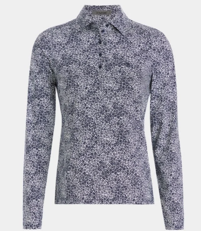 G/FORE APPAREL HYDRANGEA SILKY TECH NYLON LONG SLEEVE POLO