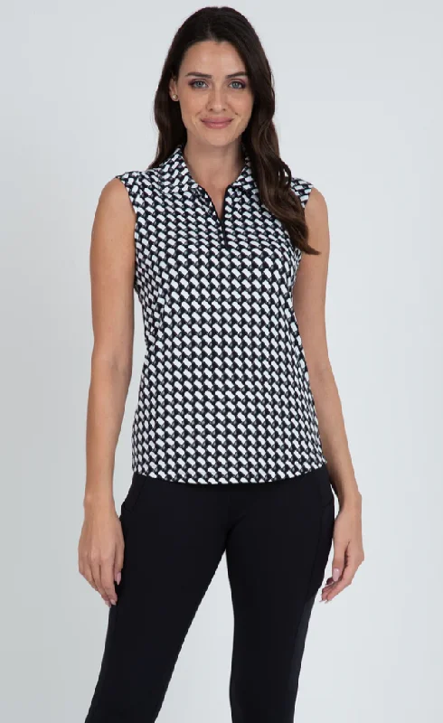 IBKUL Brooke Print Sleeveless Polo