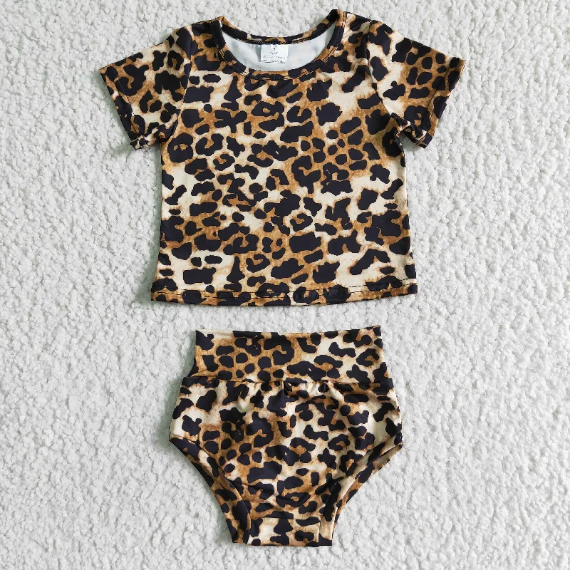 Leopard short sleeve Tops Bummies Set B3-12