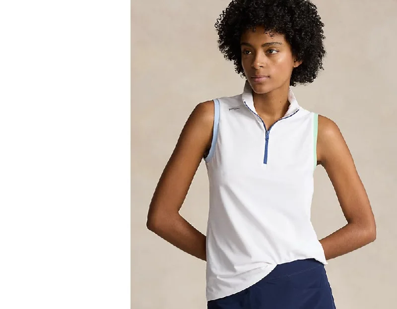 Ralph Lauren RLX Sleeveless Quarter-Zip Polo Shirt in White