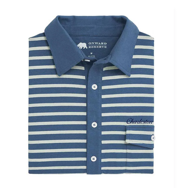 Charleston Town Script Racquet Club Polo - Blue Indigo