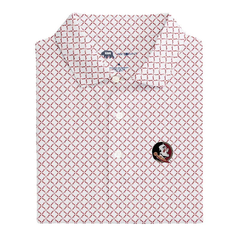 FSU Crossed Spear Printed Performance Polo - White