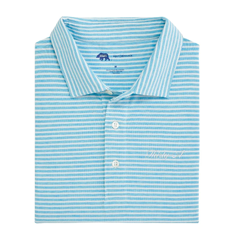 Thirty-A Town Script Row Stripe Icon Polo - Cabana Blue