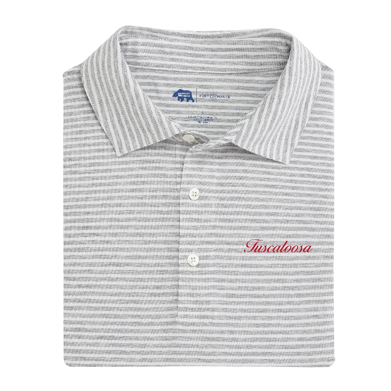 Tuscaloosa Town Script Row Stripe Icon Polo - Heather Grey