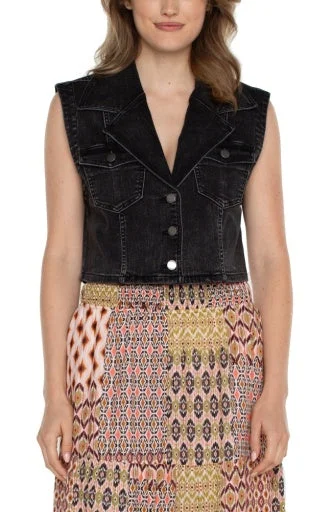 Notch Collar Crop Vest