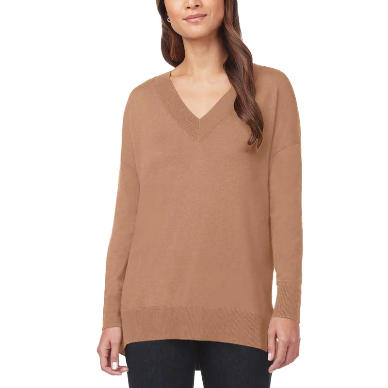 Matty M Women's Lightweight Knit V-Neck Tunic Length Sweater