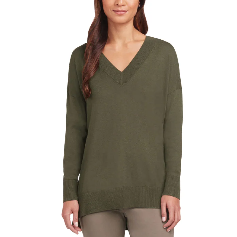 Matty M Women's Lightweight Knit V-Neck Tunic Length Sweater