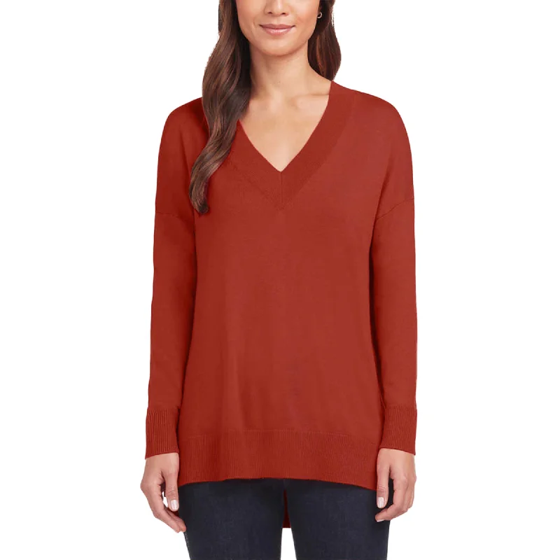 Matty M Women's Lightweight Knit V-Neck Tunic Length Sweater